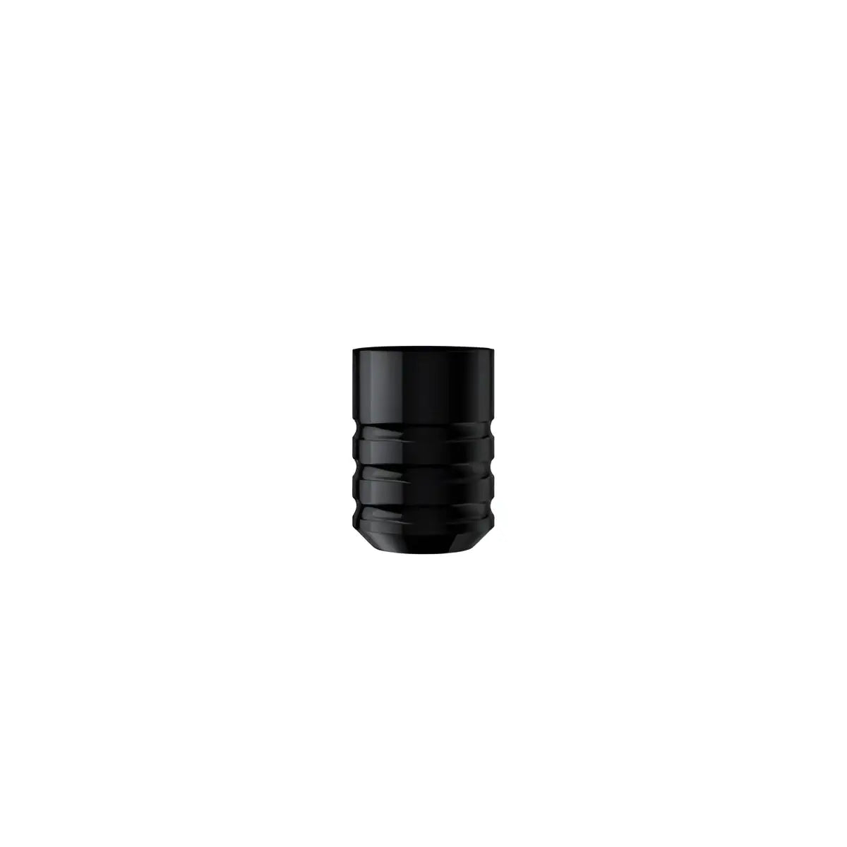 Black cylindrical tattoo machine grip with textured ridges for precise control in cheyenne hawk pen grips