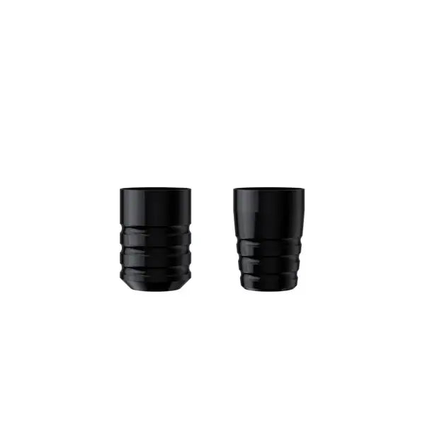 Black cylindrical cheyenne hawk pen grips with textured grip design for tattoo machine caps