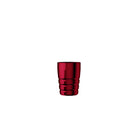 A sleek metallic red cheyenne hawk pen grip tumbler with ribbed texture and reflective surface