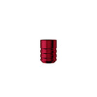 Red metallic cylindrical tattoo machine grip with textured ridges from cheyenne hawk pen grips series