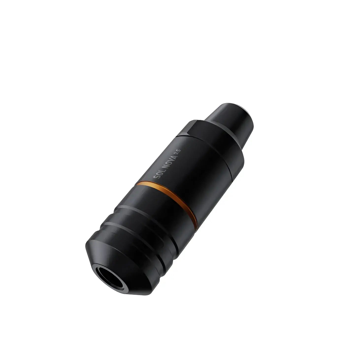 Schwarze CHEYENNE Sol Nova V2 Tattoo-Maschine mit matter Oberfläche und orangefarbenem Akzentband für professionelles Tätowieren
