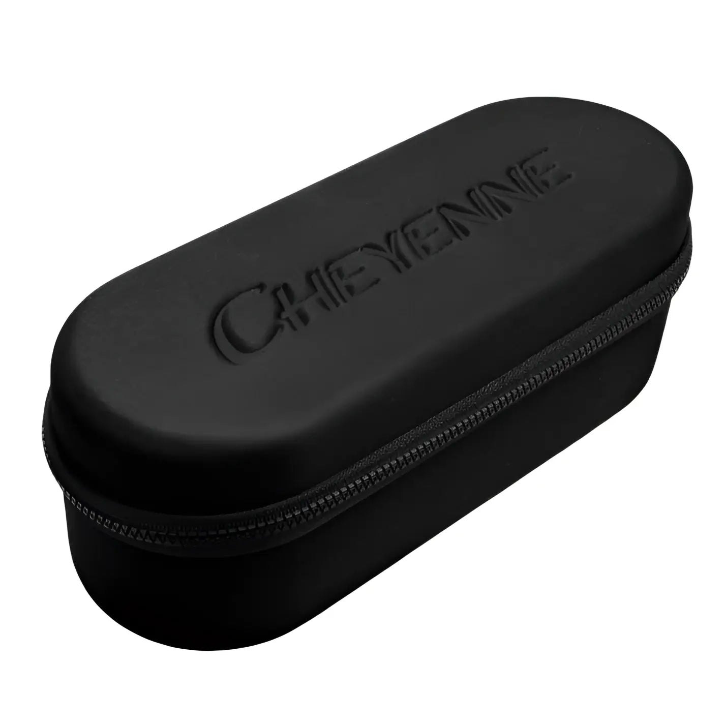 Black textured hard-shell cheyenne sol nova v2 case with embossed branding and zipper closure