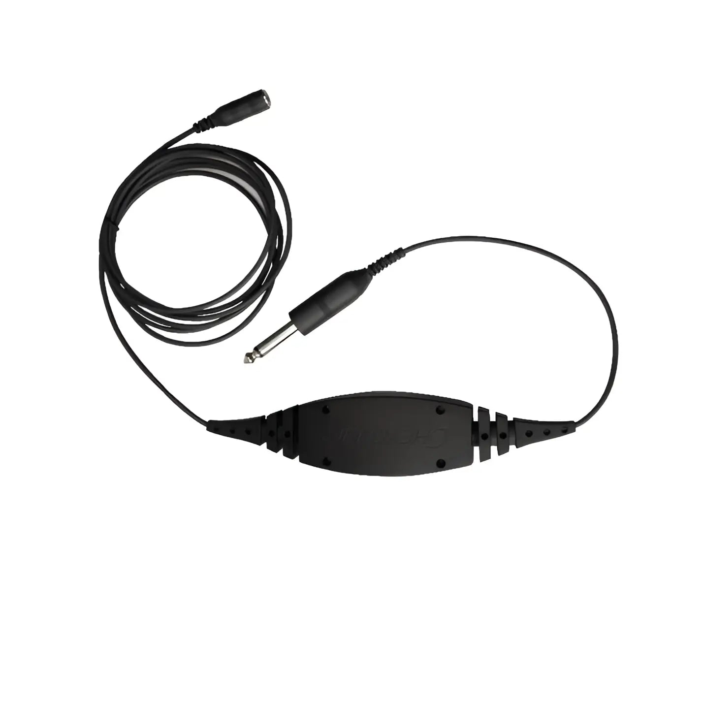 Schwarzes Audiokabel CHEYENNE Start-up-Netzteil mit Inline-Adapter, mit 6,35-mm-Klinkenstecker und XLR-Anschluss für den professionellen Einsatz