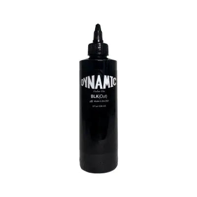 Dynamic blkout ink 240 ml black tattoo ink bottle with black cap and white label for professional use