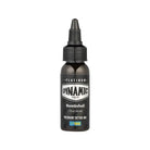 Black plastic bottle of dynamic tattoo ink in bombshell color with 30 ml capacity for professional use