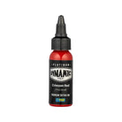 Crimson red tattoo ink in a sleek translucent red 30 ml bottle with black cap and label by dynamic platinum