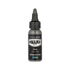 A sleek black bottle of dynamic platinum grey tattoo ink with a precise dropper cap and bold white labeling 30 ml