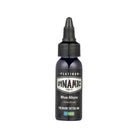 Dark blue plastic bottle of dynamic tattoo ink in blue abyss shade with black screw-on cap from platinum lagoon set