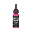 A vibrant pink bottle of dynamic platinum red grape tattoo ink with a black cap and label from the lush set