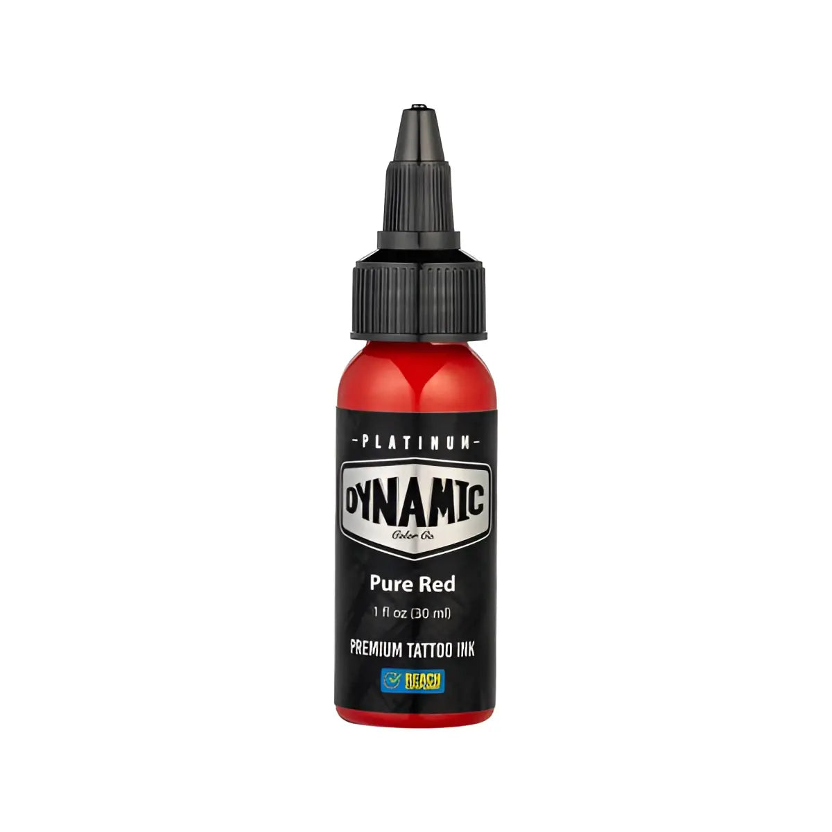Bouteille en plastique rouge brillant Dynamic platinum couleur rouge pure pour tatouage, avec bouchon noir à vis, 30 ml