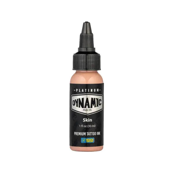 A sleek black bottle of dynamic tattoo ink in skin shade with matte finish and precision dropper cap 30 ml