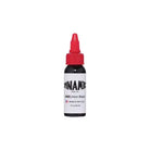 A small black bottle with red cap and white label of dynamic ink union black by Dynamic for tattoo use