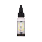 A sleek white dropper bottle with a holographic dynamic color label for viking bright white product