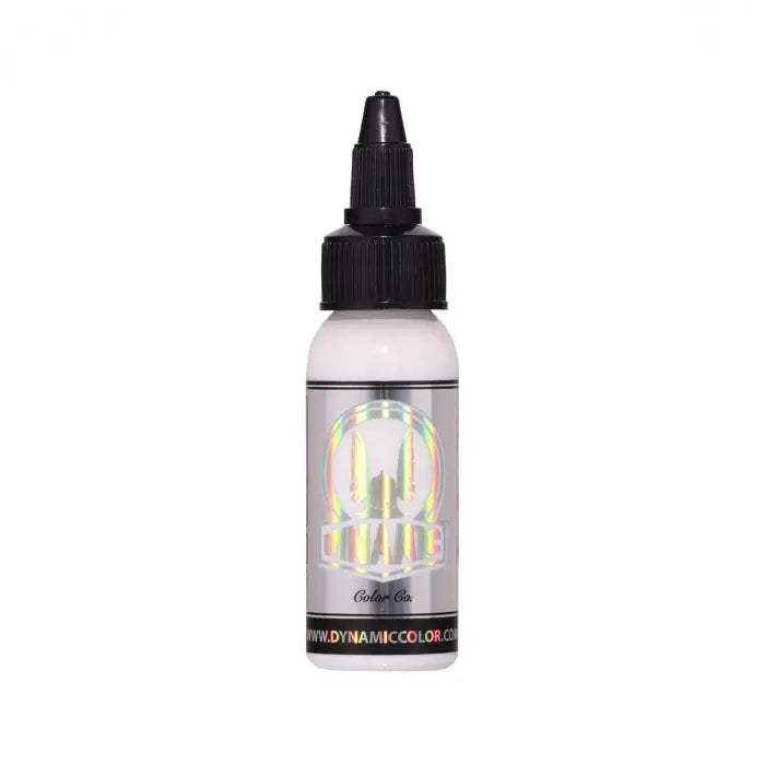 A sleek white dropper bottle with a holographic dynamic color label for viking bright white product
