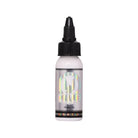 A sleek white bottle with a black dropper cap and holographic dynamic color label for dynamic viking ultra white