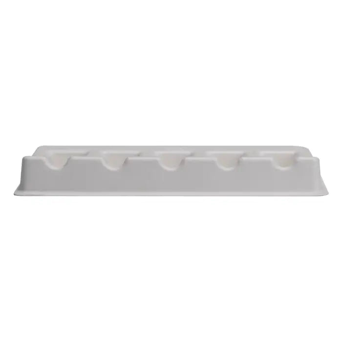 Ecotat white plastic candy bar cartridge tray with five rounded indentations 50pcs pack