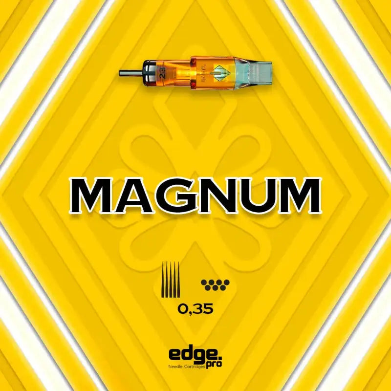 Edge pro orange translucent magnum needle cartridge with metallic tip and black accents for tattoo machines