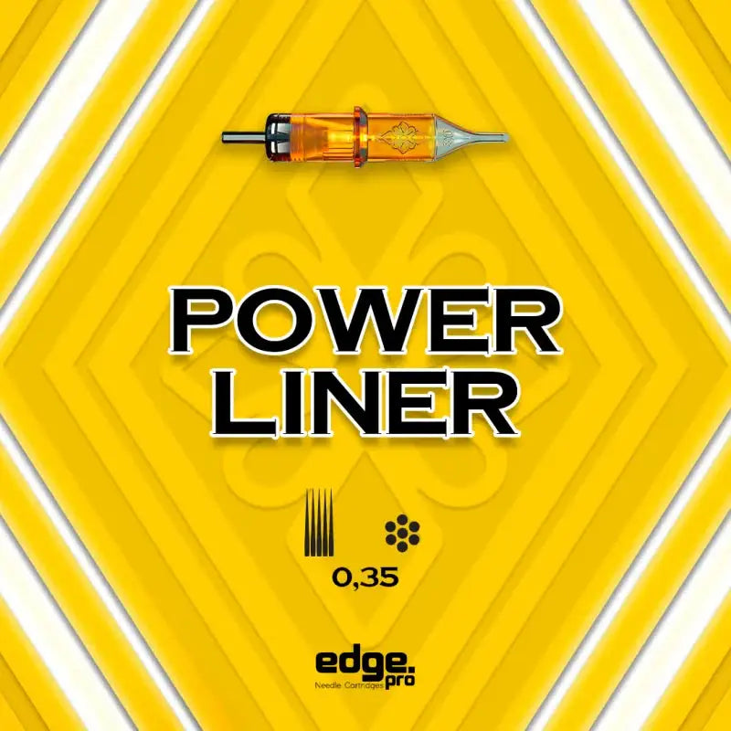 Edge pro power liner orange-tinted glass tattoo needle cartridge with metallic silver tip and black accents