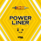 Edge pro power liner orange-tinted glass tattoo needle cartridge with metallic silver tip and black accents