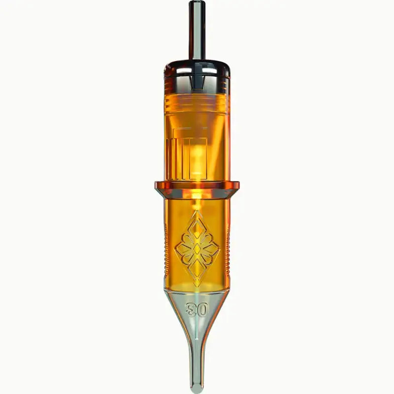 Edge Pro power liner cartridge in transparent amber with a metallic tip and engraved diamond pattern marked 30 at the base