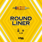 Orange-tinted glass needle cartridge with metallic tip and engraving for edge pro round liner 0.35mm tattooing