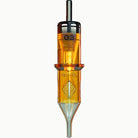 Edge pro orange tinted round liner cartridge needle with metallic tip black top and 03 marking on translucent body