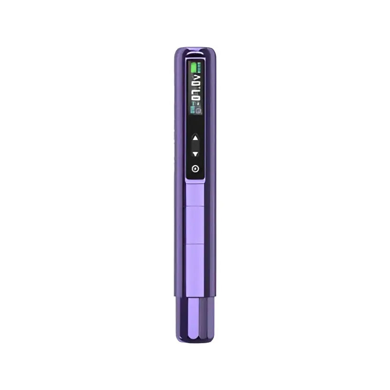 Purple métallique Ez Lola light PMU machine vape pen avec écran numérique et boutons de commande, sans fil avec batterie supplémentaire