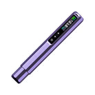 Stylo machine sans fil PMU Ez Lola métallique violet clair avec affichage numérique indiquant 07.1v et boutons de commande latéraux