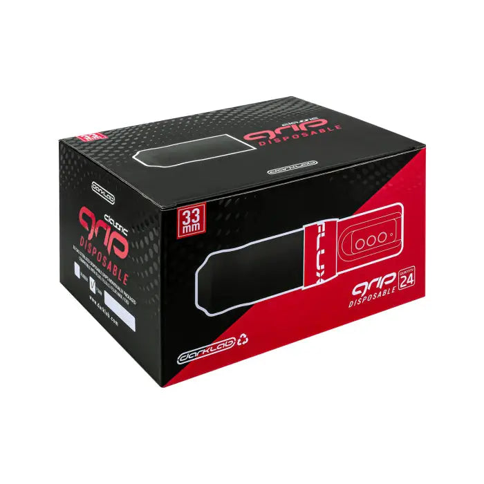 Black and red box of cyclab 33mm black foam disposable grips classic 24pcs for tattoo machine use