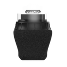 Black foam-covered disposable tattoo grip with white and black darklab logo for ergonomic tattooing use