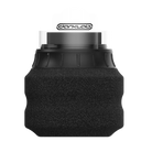 Fk irons ergo shield disposable foam tattoo grips in black shown on a darklab rollerball with a white cap and black ring