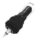 White and black wireless tattoo machine with textured grip and zerkoo branding shown with fk irons ergo shield disposable foam tattoo grips black 24pcs