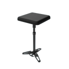 Black padded square stool with height-adjustable metal frame and tripod base for ghost demon arm rest full system