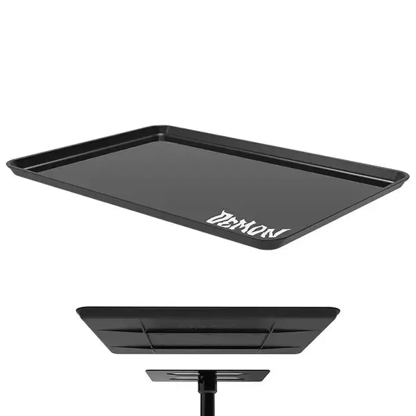 Black rectangular glossy ghost demon tray with white demon logo on the corner for full system use