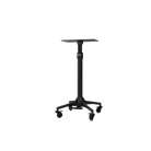 Black adjustable-height ghost demon tray mayo base table with sleek modern design and four caster wheels for mobility