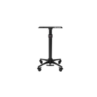 Black ghost brand adjustable height office stool with flat top and five-wheel mayo base shown from the back side