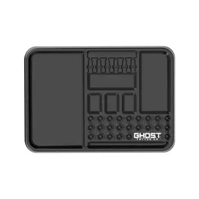 Black ghost tattoo co ghost disposable tray 20pcs black plastic ink mixing trays for tattoo use