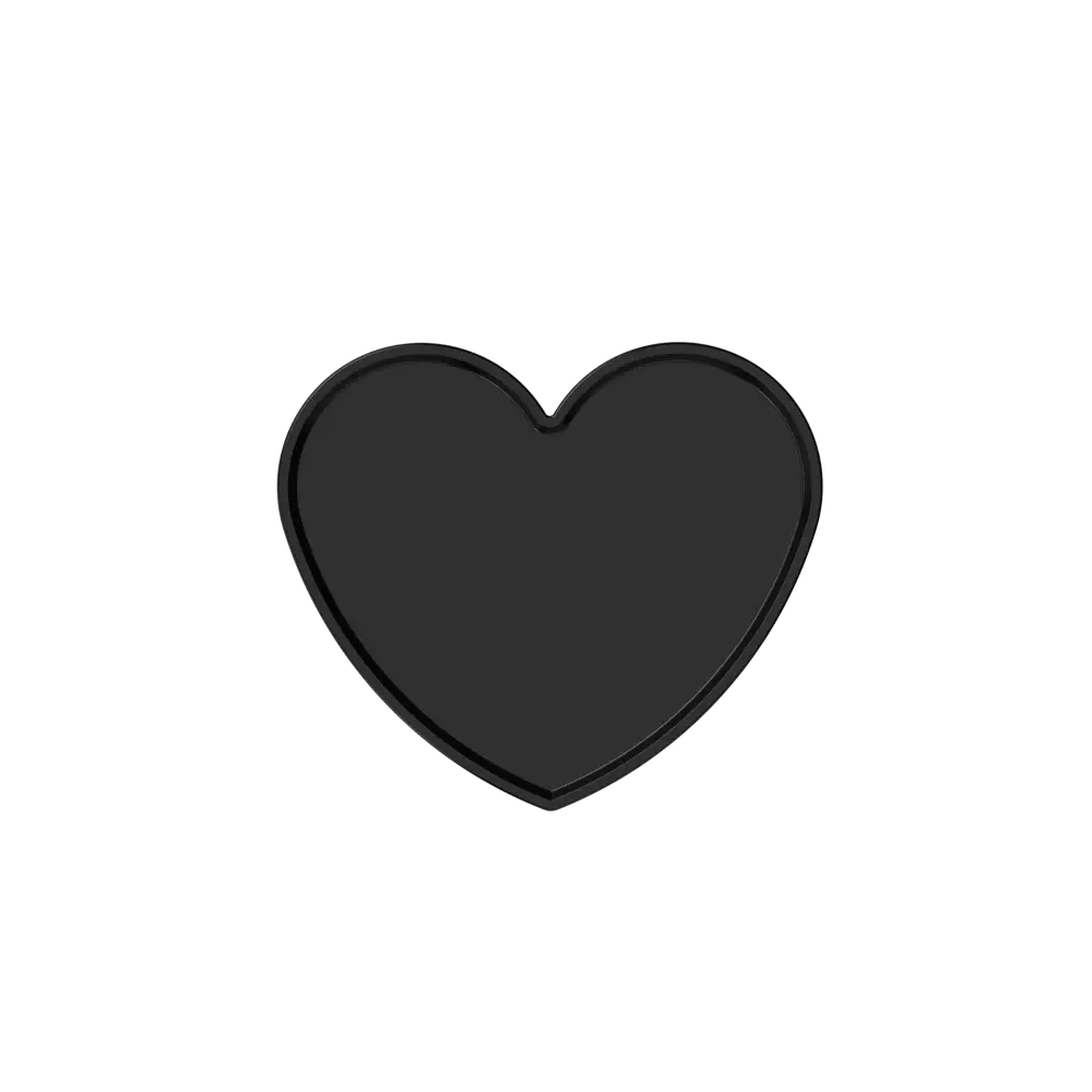 Black heart-shaped pin with smooth matte finish from ghost heart tray full system collection