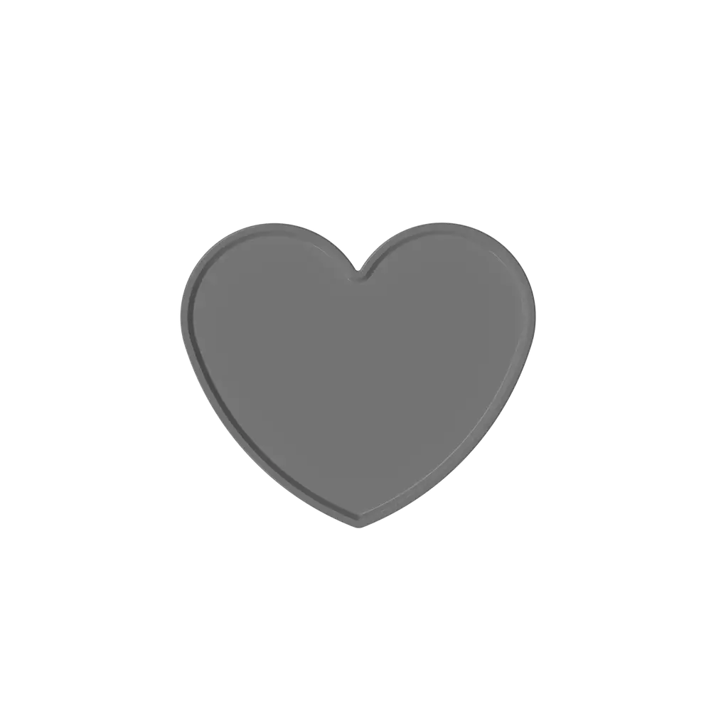 A sleek matte gray heart tray top with a smooth minimalist design from ghost product collection