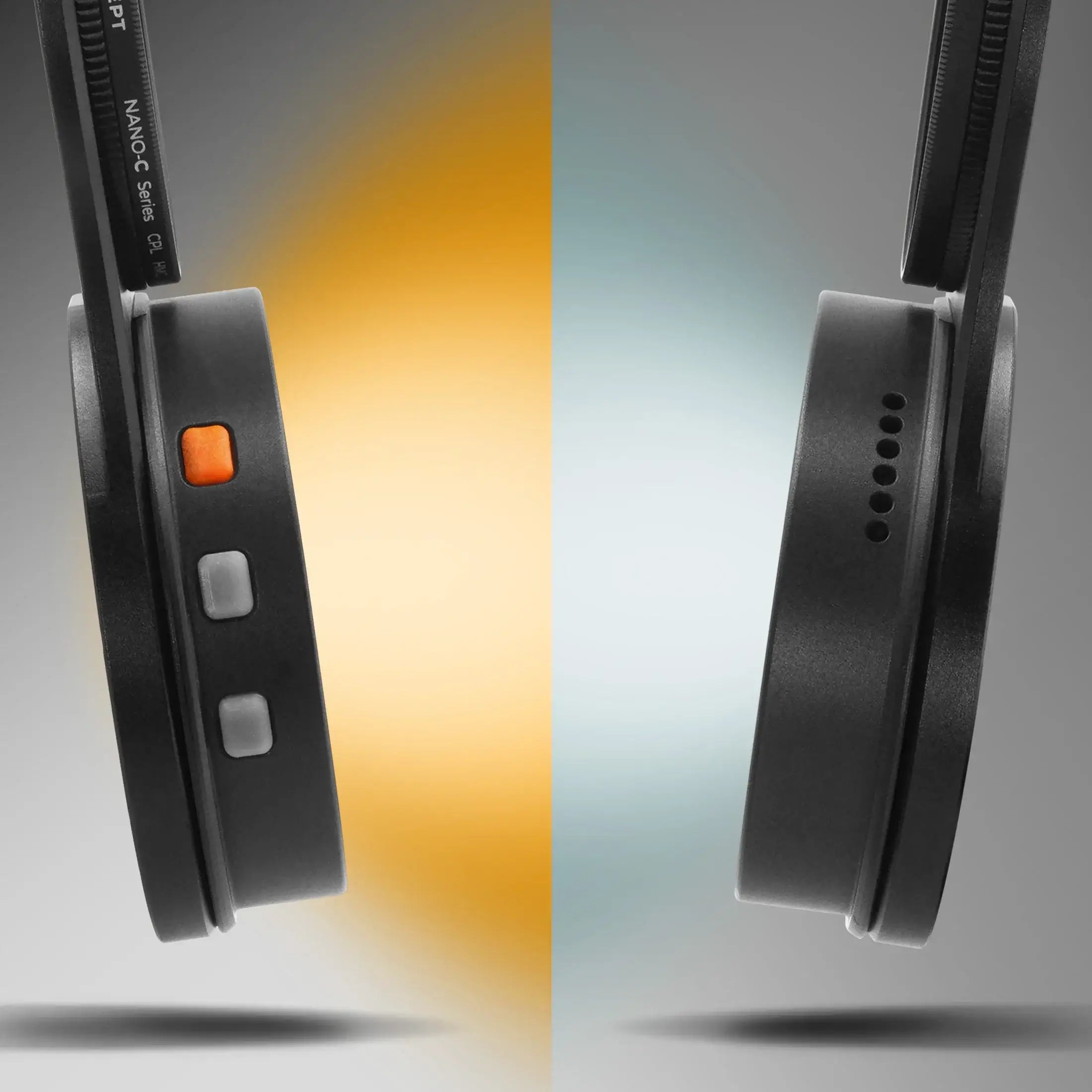 Black matte over-ear headphones with orange power button and gray controls from GOAT G8 V2 Combo product line