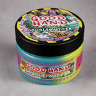 good hand Double-Butter-Tattoo-Nachpflegebalsam in einem farbenfrohen Glas mit Cartoon-Drache und Dschungelmotiv-Grafiken 250ml