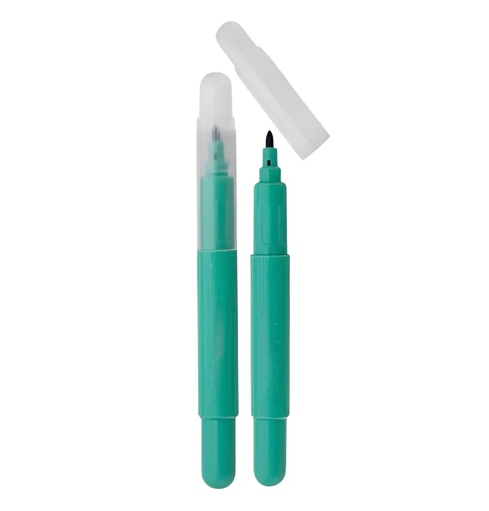 Teal-colored fine-tip gorilla disposable skin marker mini with clear plastic cap and transparent barrel