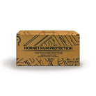 Braune Kartonbox mit HORNET-Filmschutz für Tattoos mit schwarzem Line-Art-Design, 15 cm x 10 m Folie