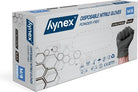 Black extra strong powder free nitrile gloves in lynex brand box for premium hand protection hynex product