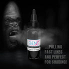 Intenze gen-z formula 23 original advanced black tattoo ink in a clear bottle with black cap and label