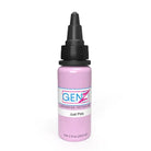 Eine elegante 1 fl oz-Flasche INTENZE gen-z Advanced Tattoo-Farben in zartem Rosa mit mattschwarzem Tropfverschluss und minimalistischem Etikett