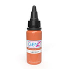 Elegante 1 fl oz-Flasche Intenze gen-z hellbraune Tattoo-Farben mit schwarzem Tropferdeckel und glänzendem orangefarbenem Körper