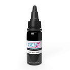 Black genz advanced tattoo ink bottle with black dropper cap labeled dark and lovely from intenze mark mahoney set
