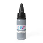 Eine elegante, halbtransparente graue Flasche intenze genz advanced Tattoo-Farben in Grandpa Grey aus dem Power Grey Set