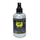 Clear plastic spray bottle with black cap labeled INTENZE Prep Stuff the germ killer skin sanitizer with yellow s logo